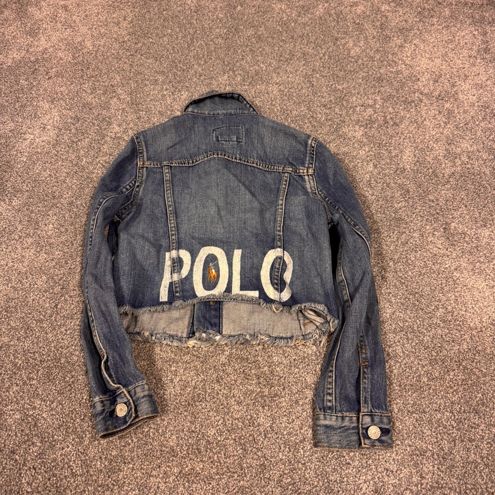 VTG Y2K Polo Ralph Lauren Cropped Denim Jacket Youth Kids Sz 8